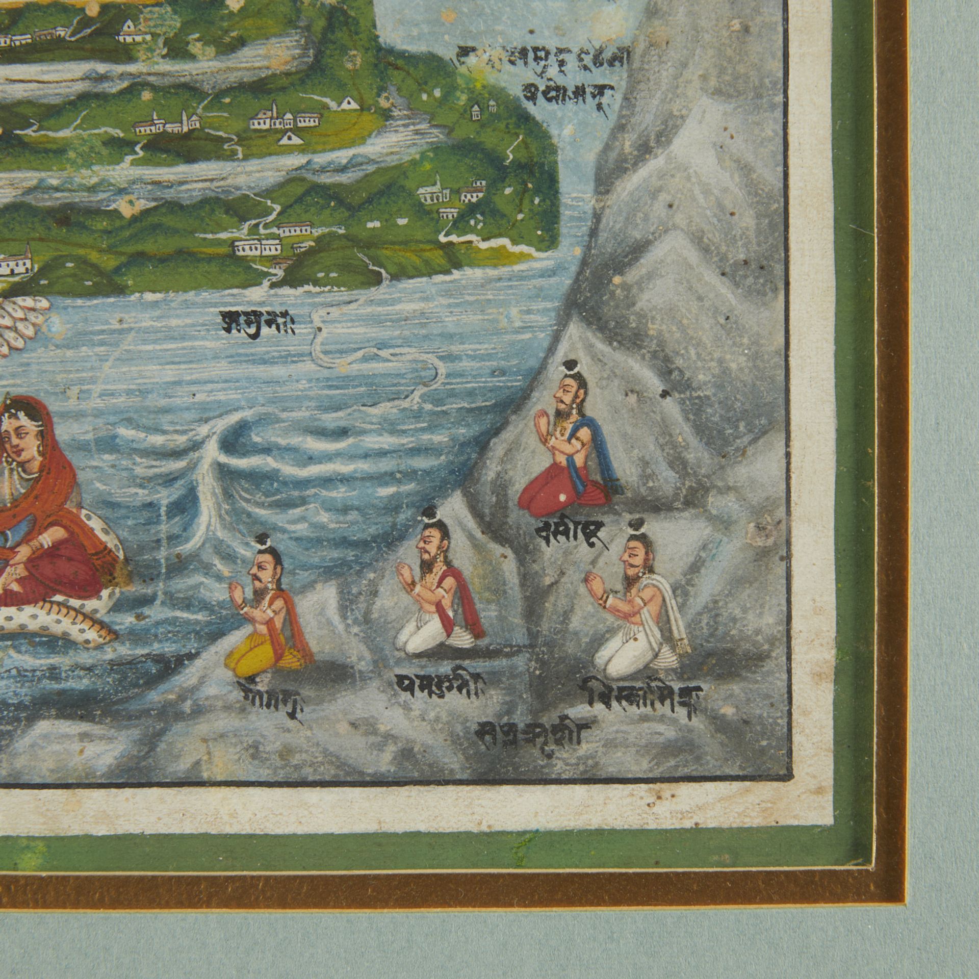 Mughal Mini Painting Mt. Meru w/ Vishnu & Lakshmi - Bild 5 aus 6