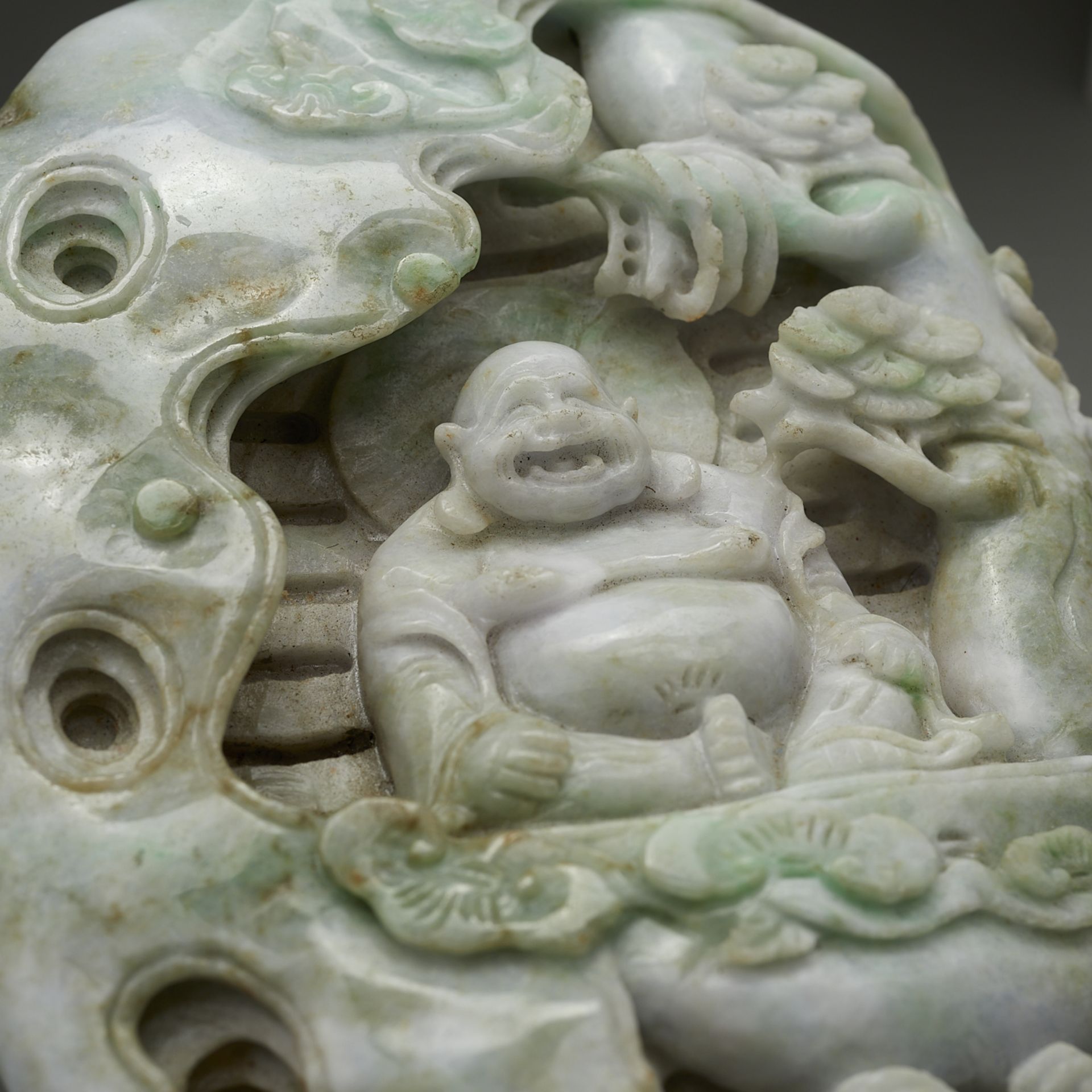20th c. Chinese Carved Jade Buddha Figure - Image 2 of 12