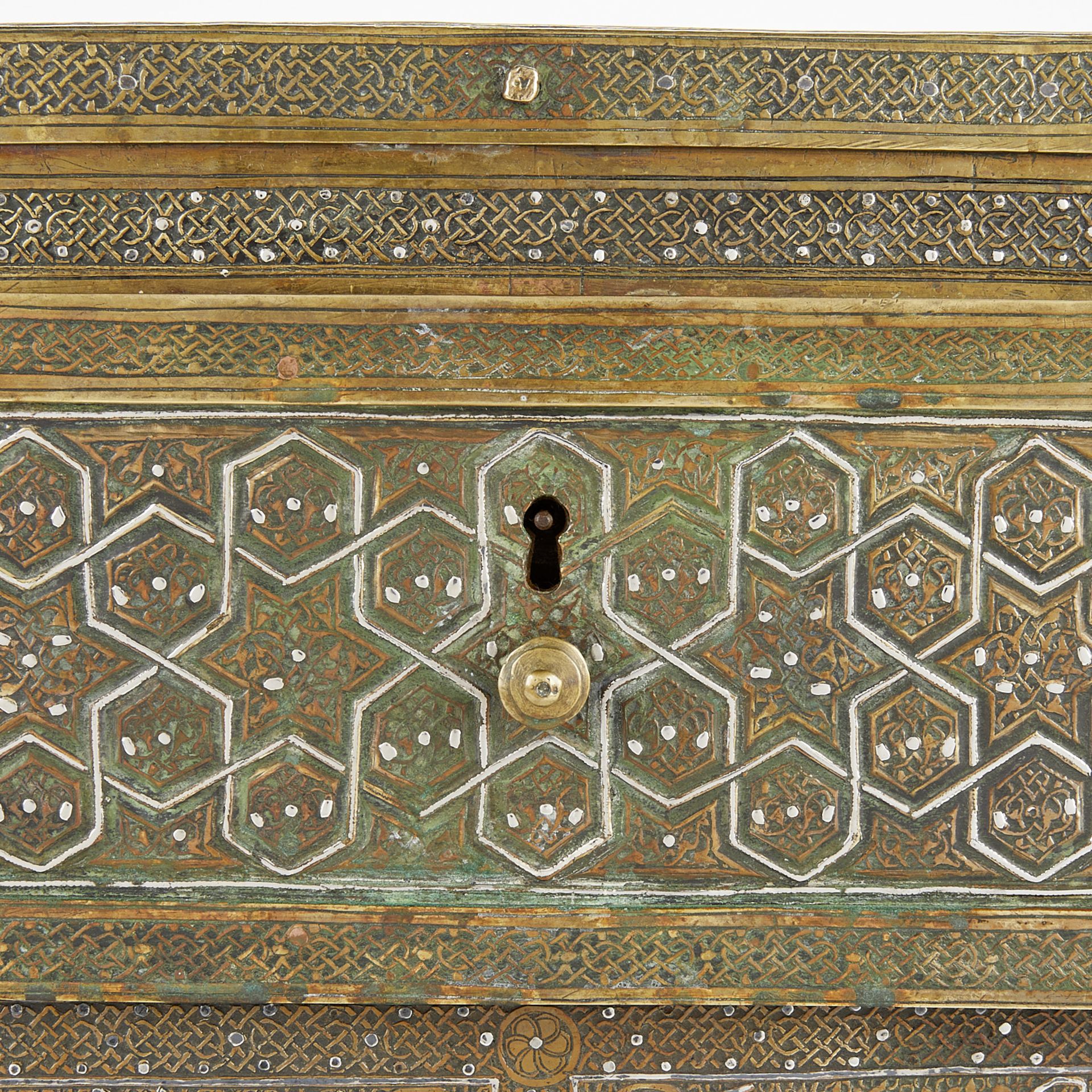 Large Syrian Mamluk Revival Brass Box w/ Inlay - Bild 7 aus 13