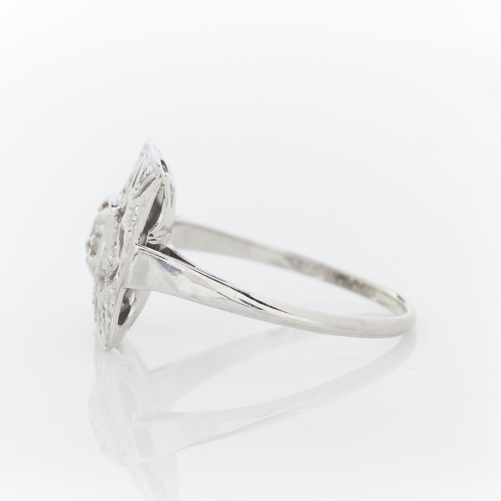 14k White Gold Art Deco Style Ring - Image 5 of 11