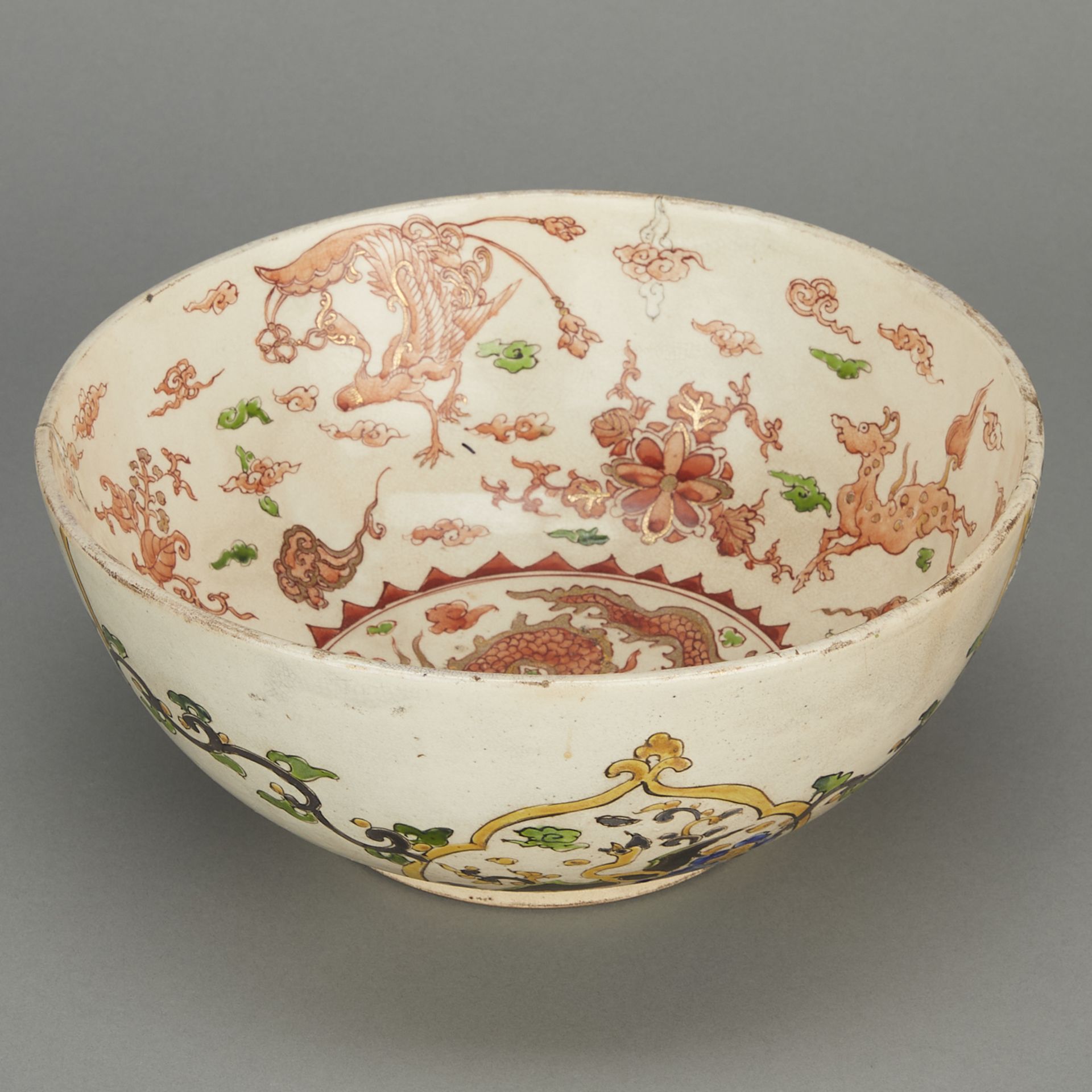 Japanese Satsuma Kutani Ceramic Dragon Bowl - Bild 6 aus 12