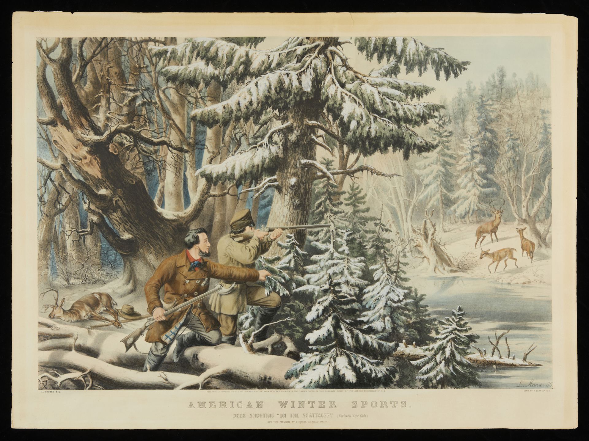 Currier & Ives "Am. Winter Sports: Deer Shooting" - Image 3 of 8