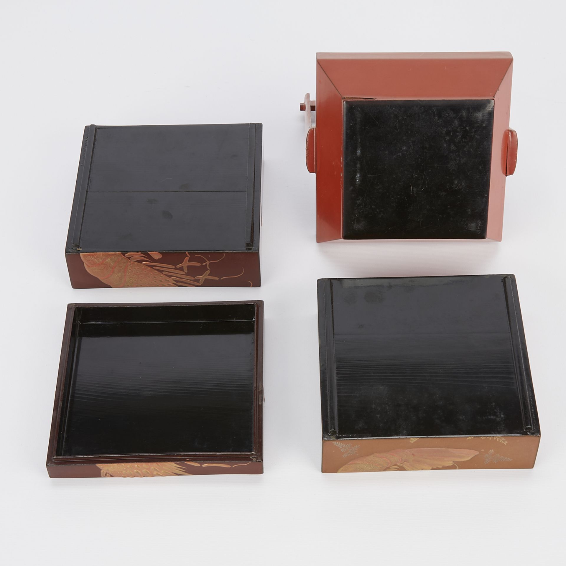 2 Japanese Lacquerware Boxes w/ Crustaceans - Image 15 of 17