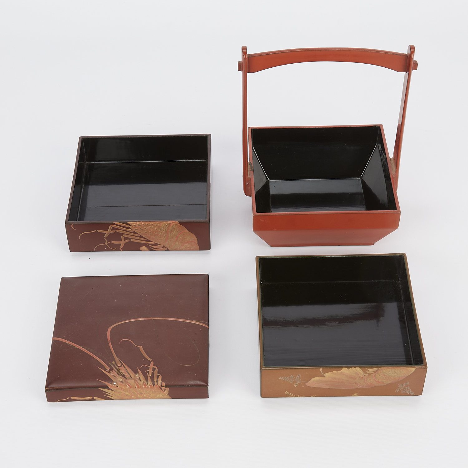 2 Japanese Lacquerware Boxes w/ Crustaceans - Image 14 of 17