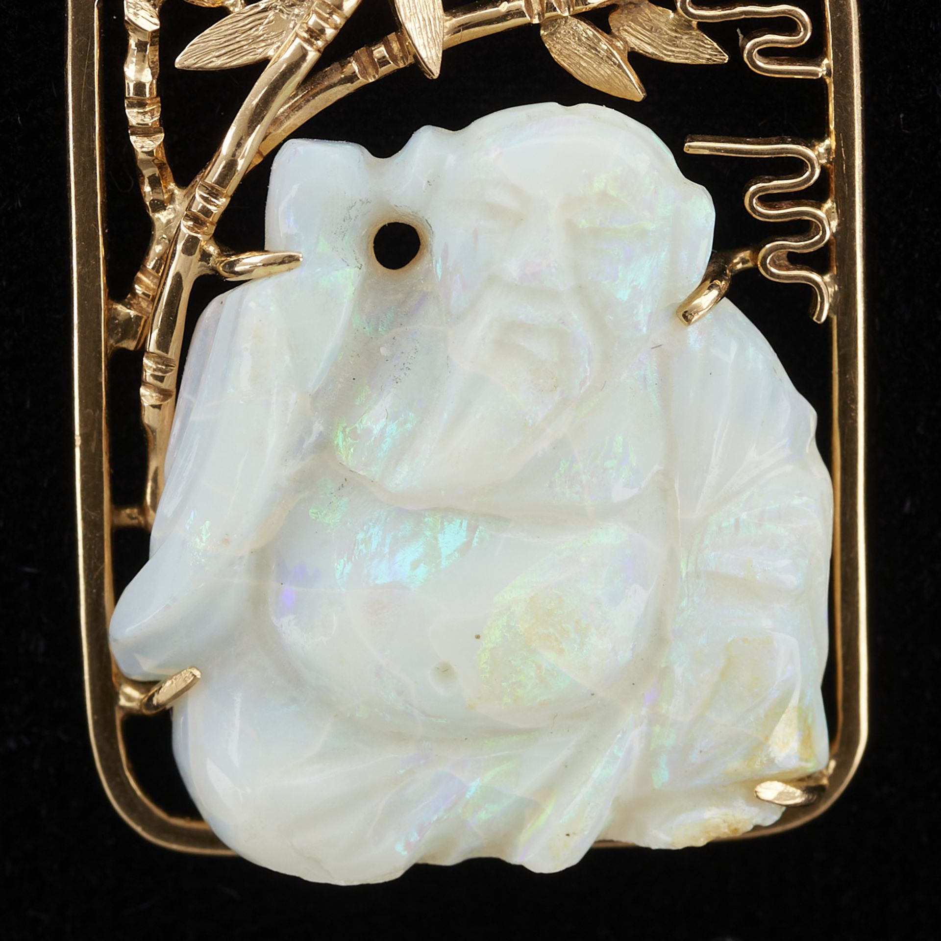 14k Yellow Gold Pendant w/ Carved Opal Buddha - Image 6 of 6