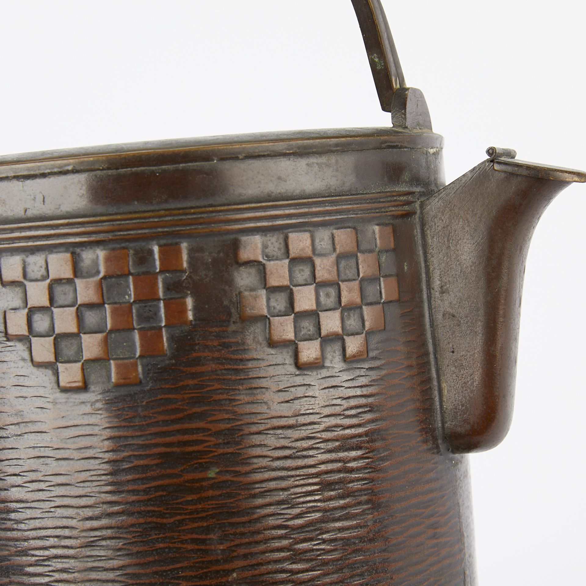 20th c. Japanese Hammered Brass Tea Pot - Image 13 of 13