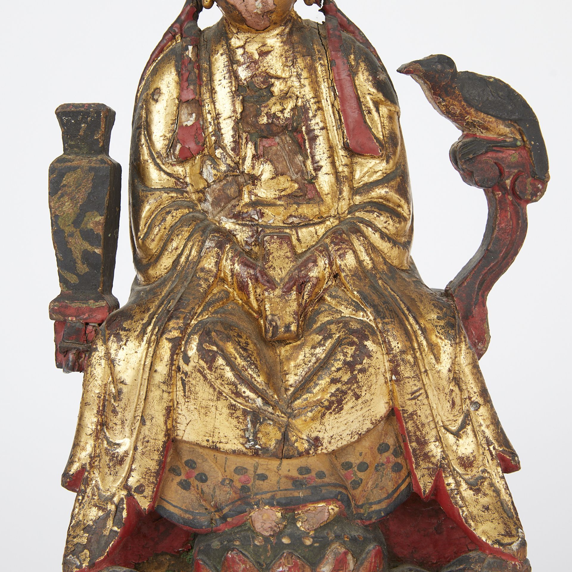 18th-19th c. Chinese Gilt Wooden Guanyin - Bild 8 aus 9