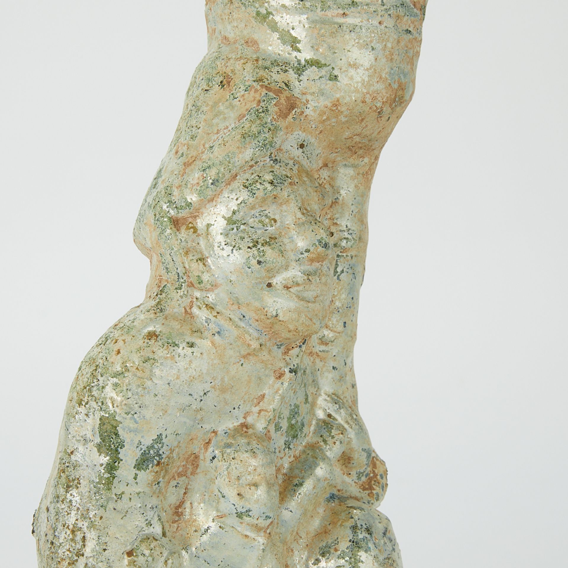 Rare Chinese Green Glazed Figural Pottery Lamp - Bild 6 aus 10