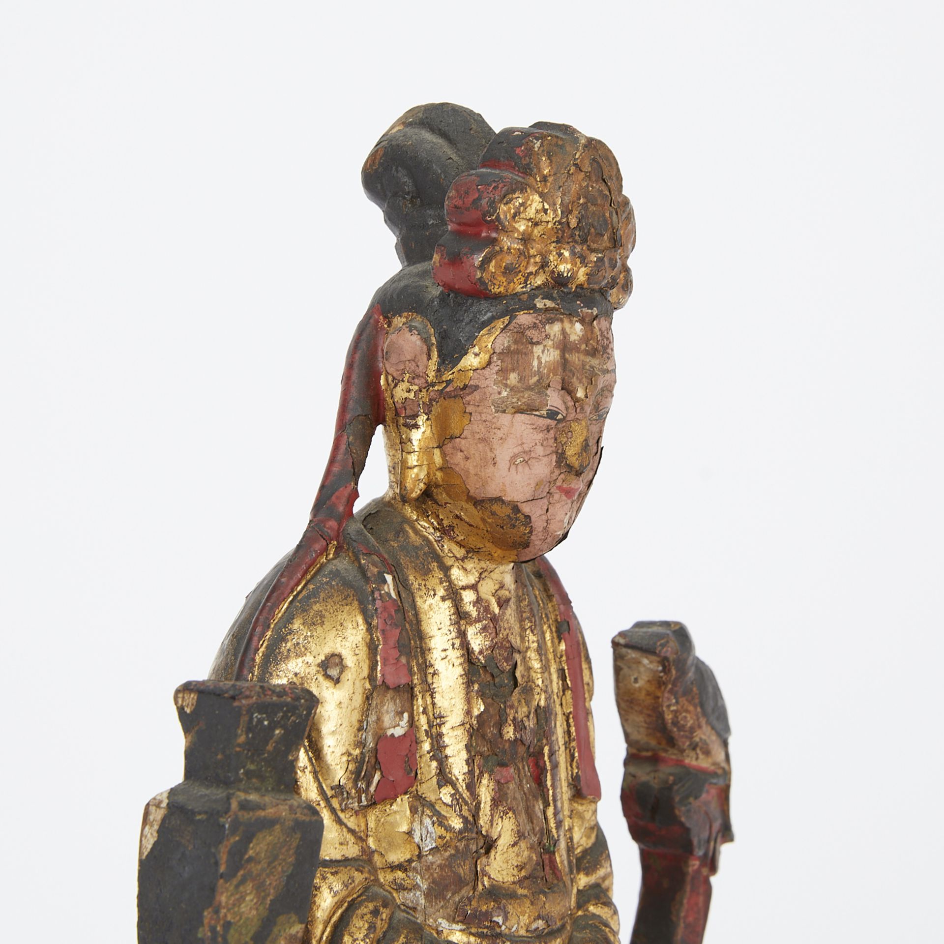 18th-19th c. Chinese Gilt Wooden Guanyin - Image 9 of 9