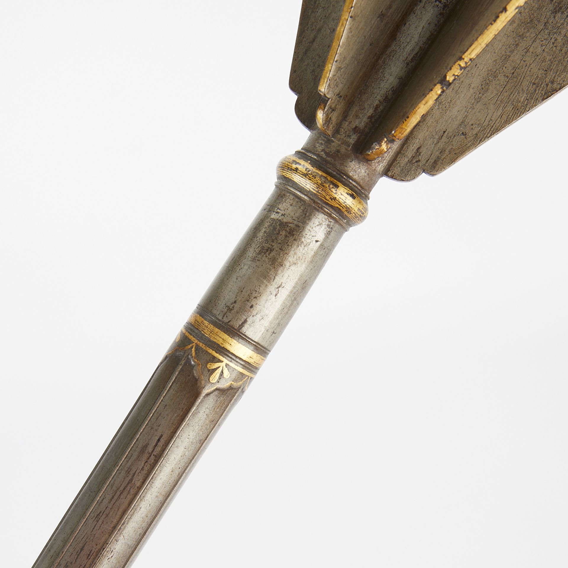 17th/18th c. Ottoman Gold Damscened Flanged Mace - Image 4 of 7