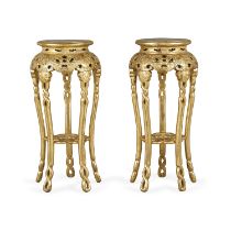 Pair of Gilt Wood Chinese Side Tables