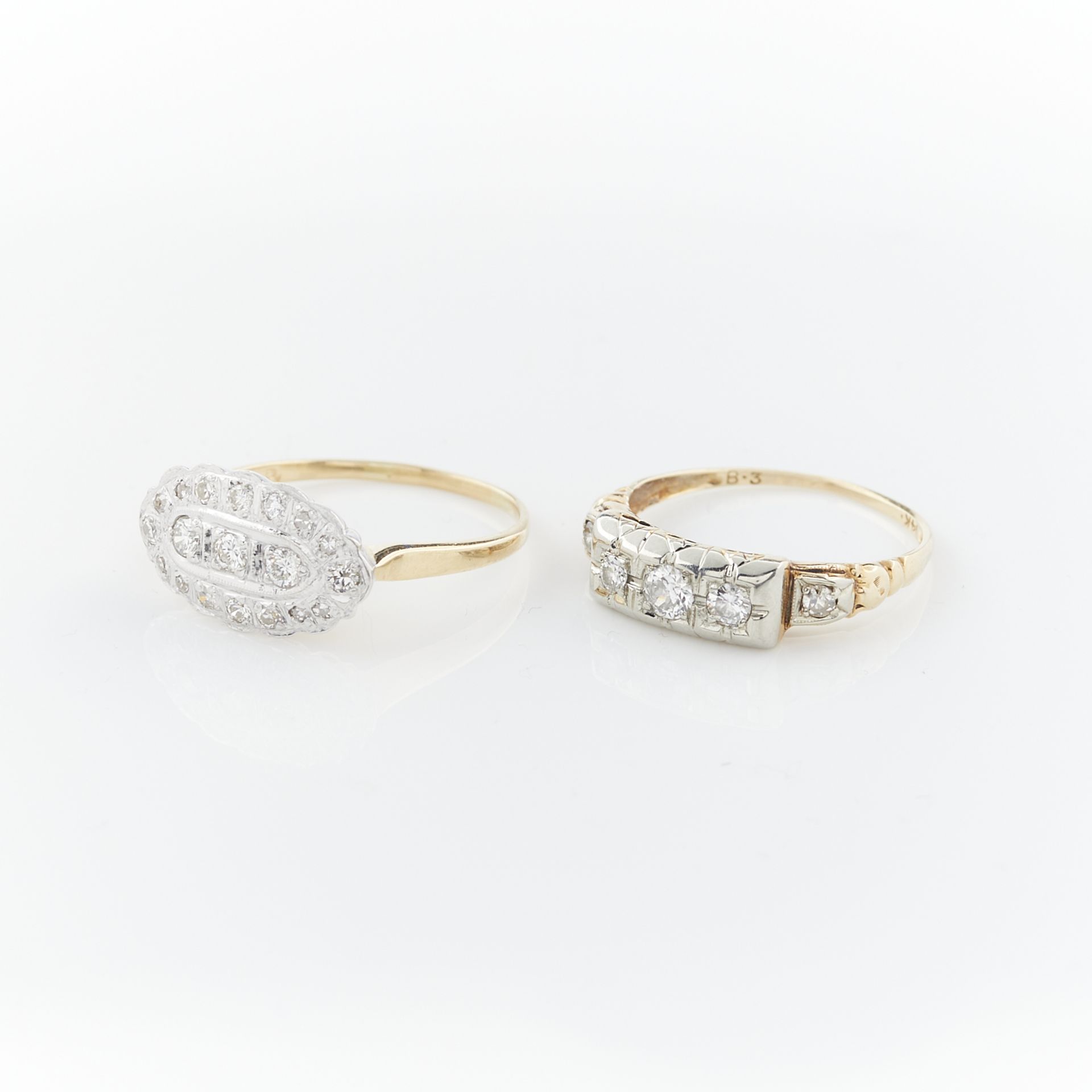 2 14k Gold Art Deco Style Diamond Rings - Image 5 of 17