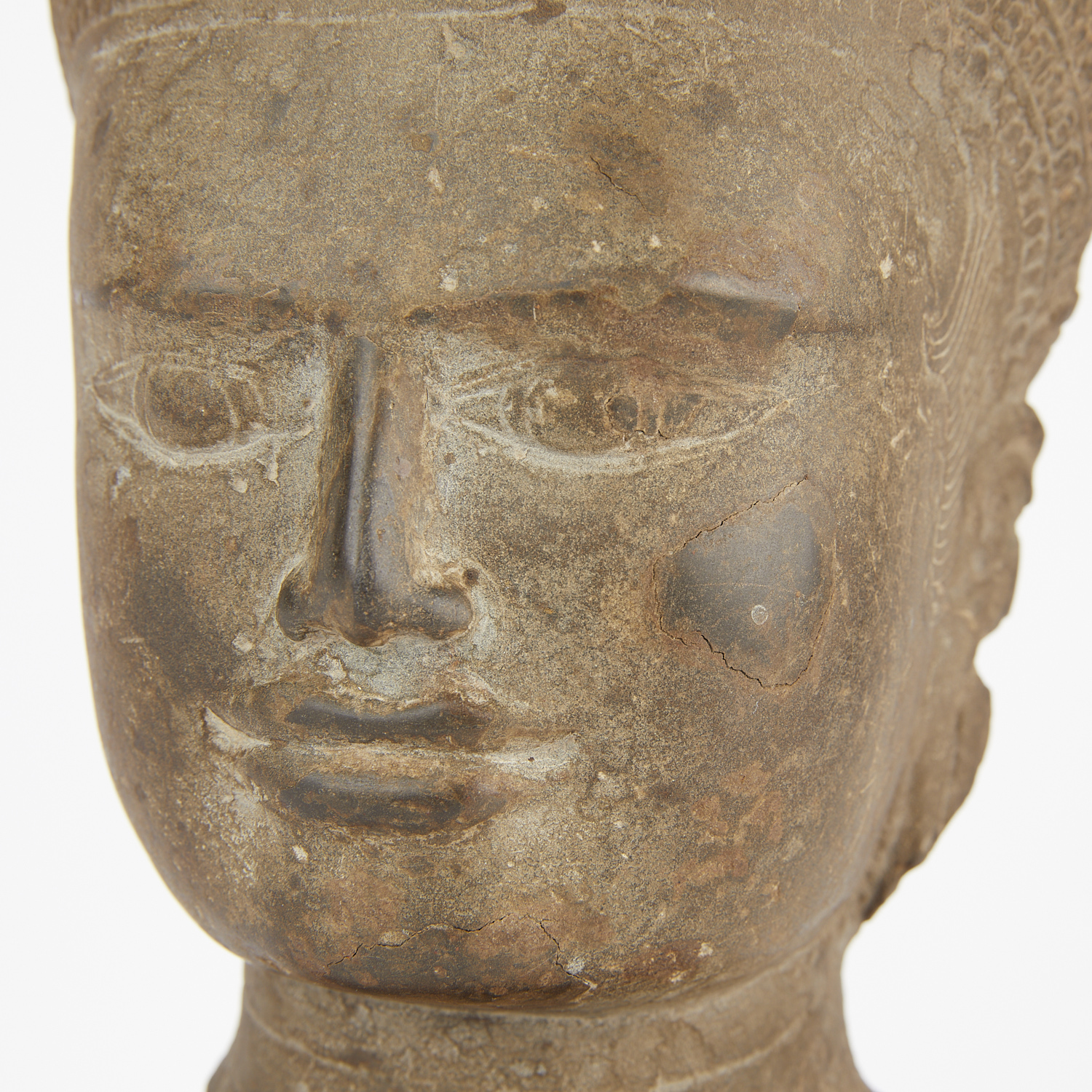 13th/14th c. Greystone Khmer Head - Image 2 of 12