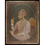 Mughal Silk Portrait Painting Shah Jahan I