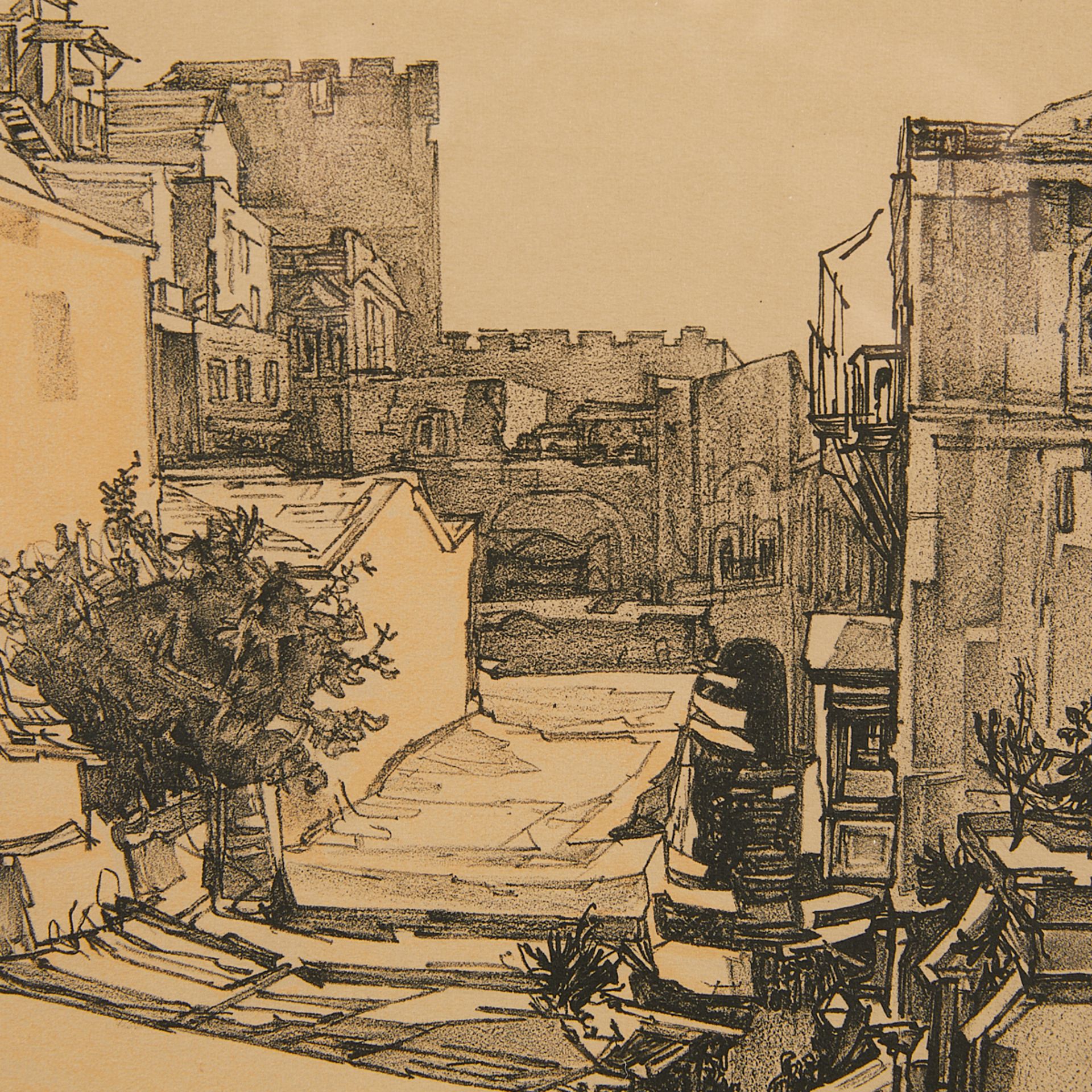 Saul Raskin "David Streets" Jerusalem Lithograph - Image 5 of 6