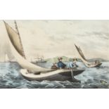 Currier & Ives "Blue Fishing" Print