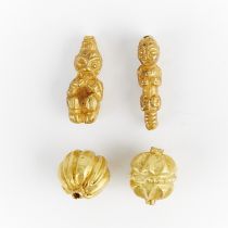 4 Southeast Asian Silk Road Gold Beads