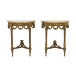 Pr French Louis XVI Style Demilune Hall Tables