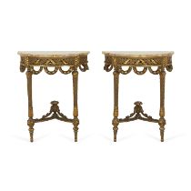 Pr French Louis XVI Style Demilune Hall Tables