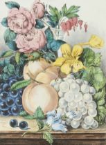 Currier & Ives "Fruit & Flowers" Print 1870