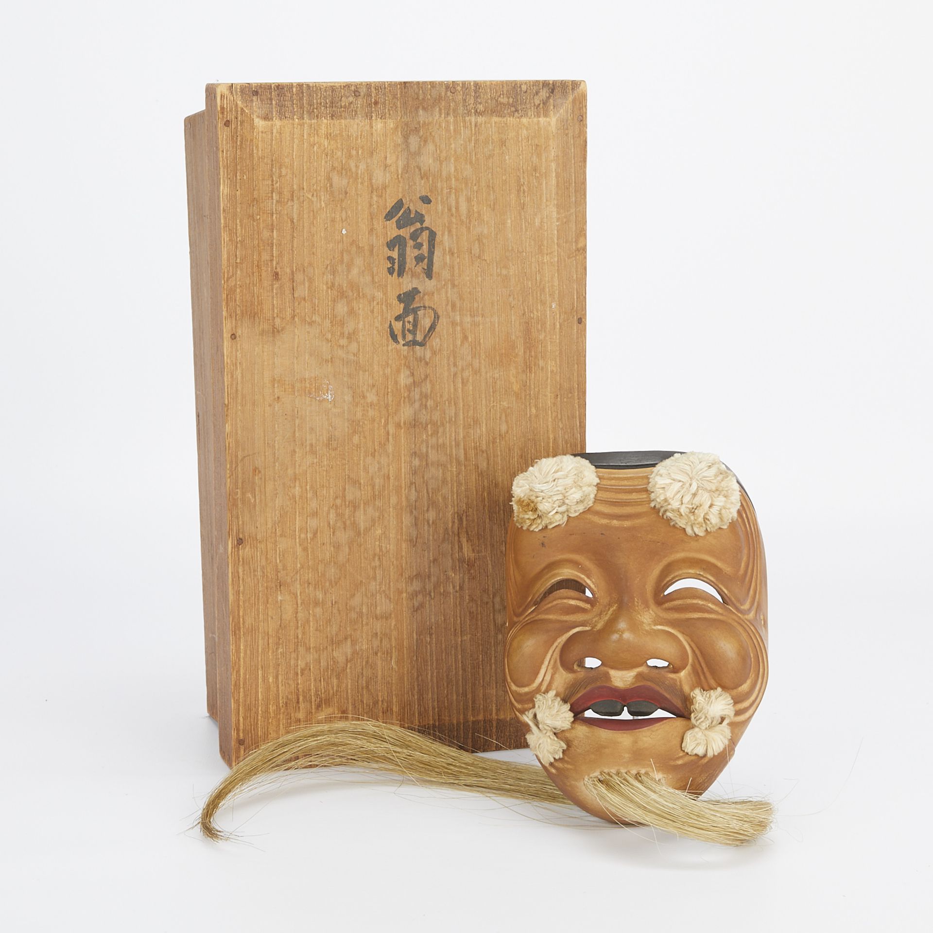 Kano Tessai Carved Wood Noh Mask - Bild 2 aus 15
