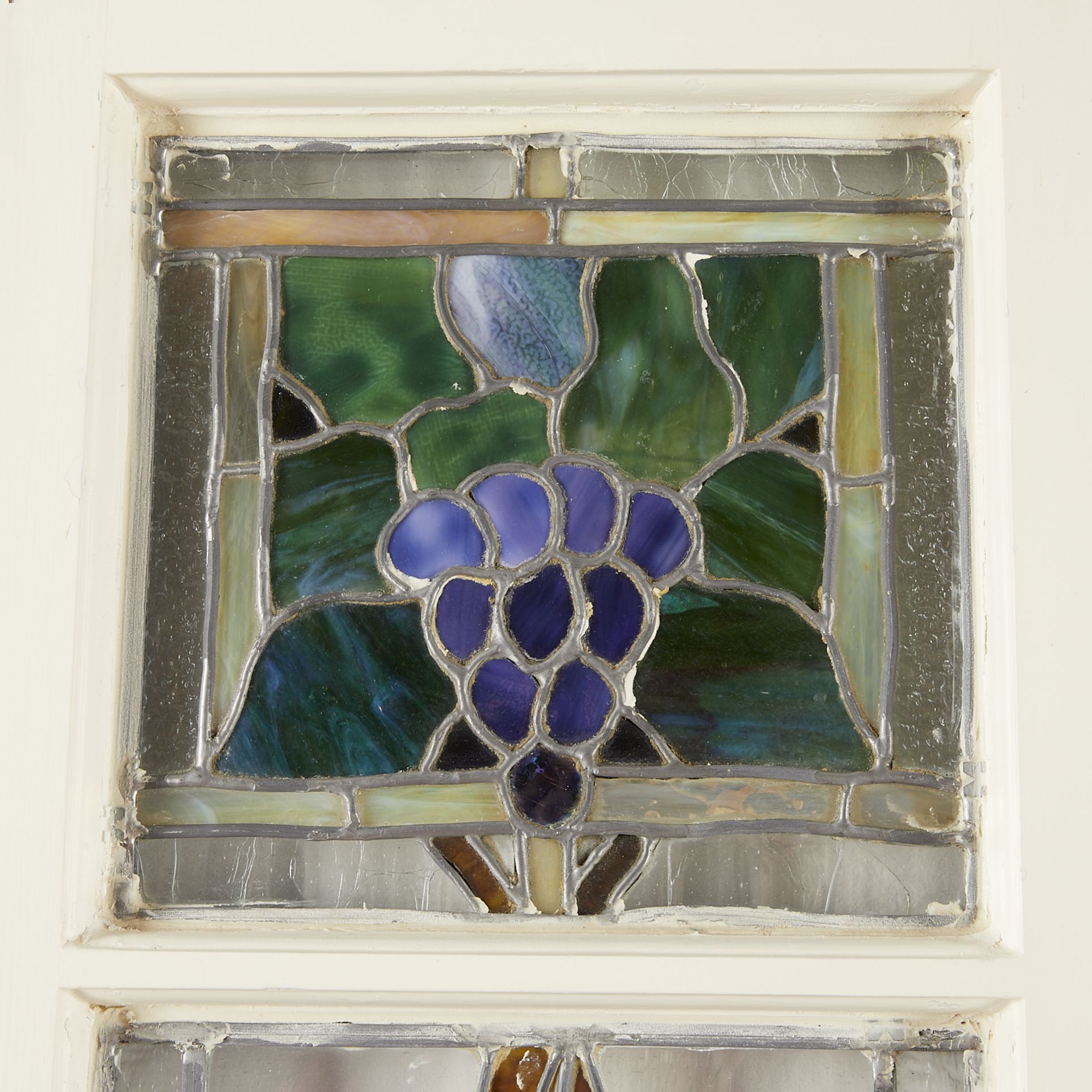2 Antique Stained Glass Windows w/ Grapes - Image 7 of 12