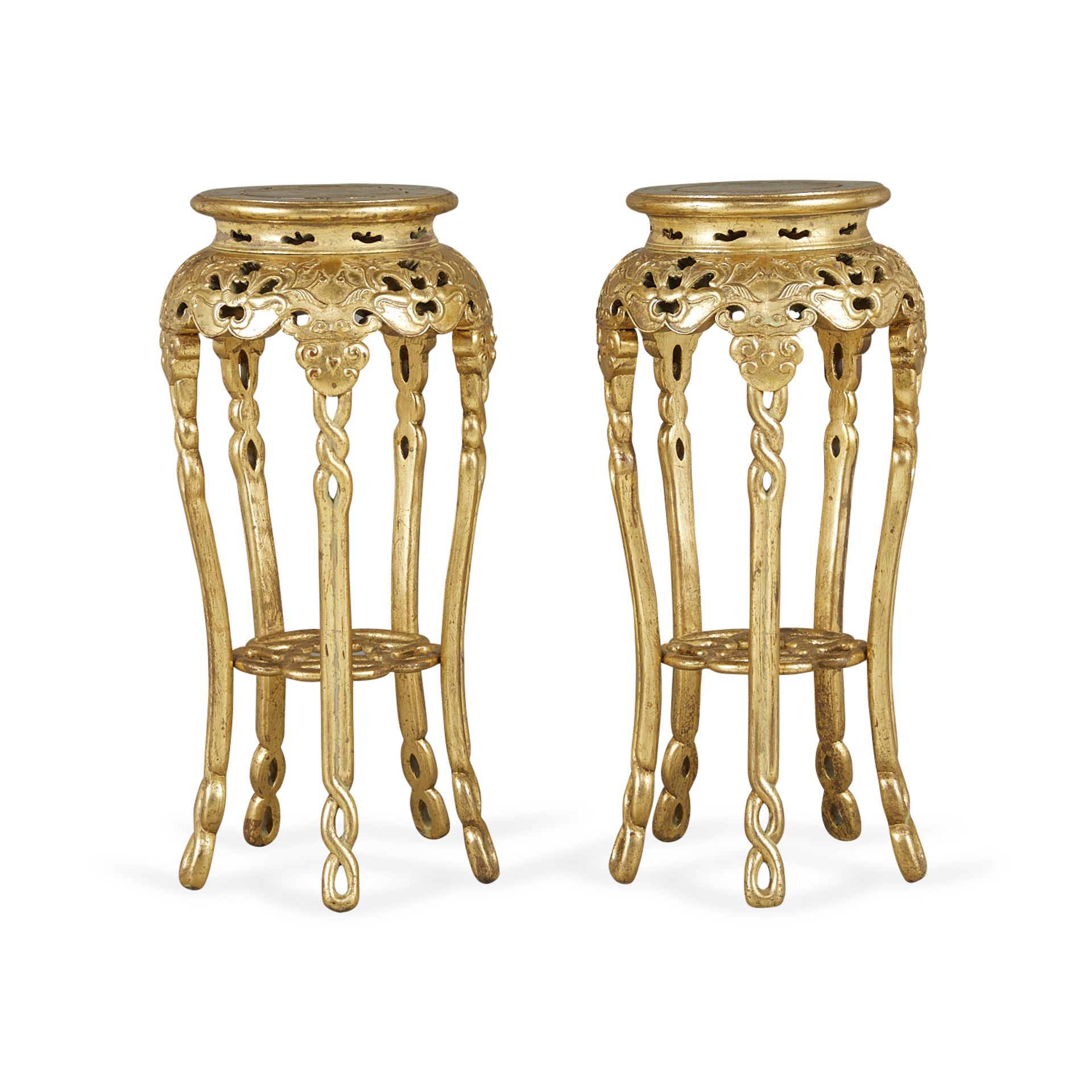 Pair of Gilt Wood Chinese Side Tables - Bild 4 aus 14