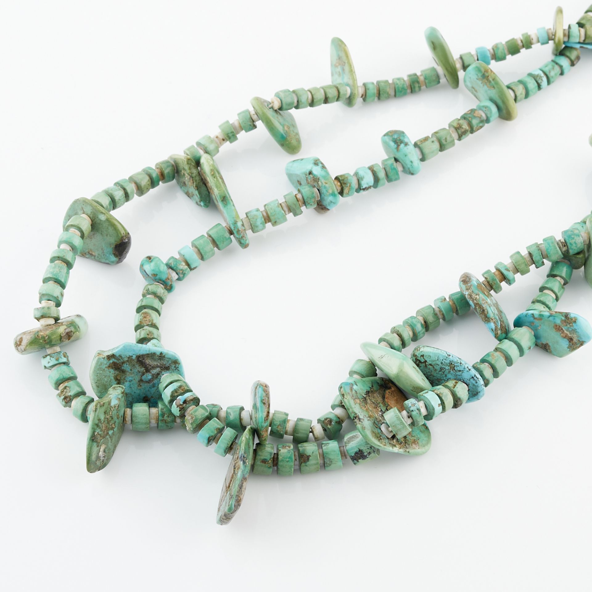 Two Strand Turquoise Heishi Necklace - Image 5 of 6