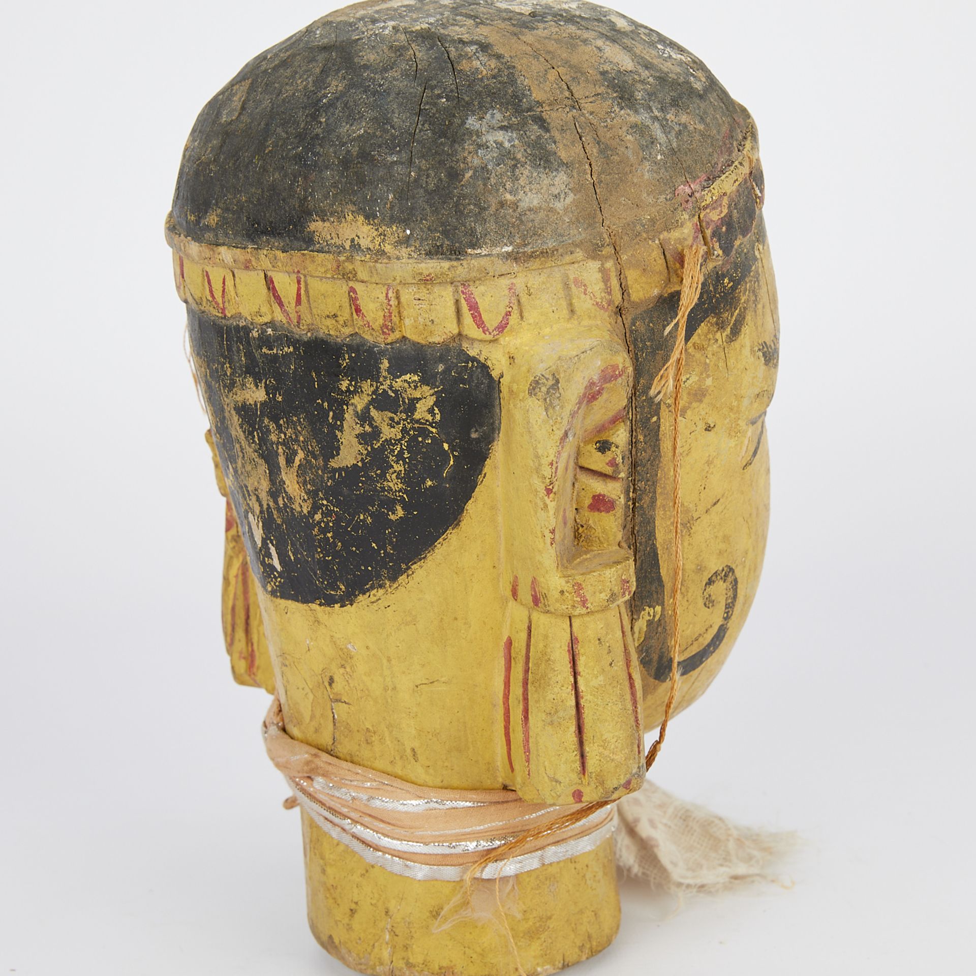 19th c. Wooden Indian Temple Puppet Head - Image 8 of 9