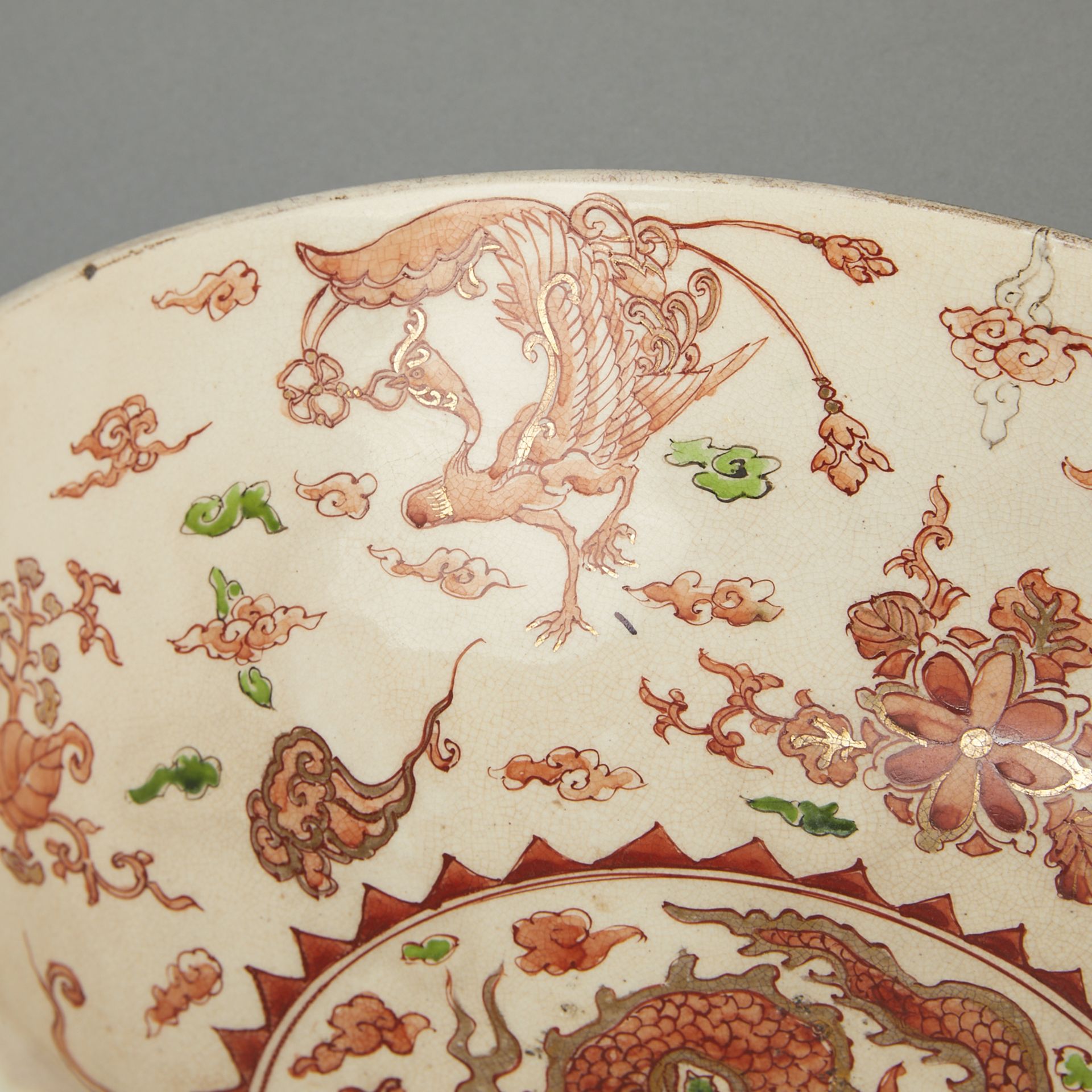 Japanese Satsuma Kutani Ceramic Dragon Bowl - Bild 8 aus 12