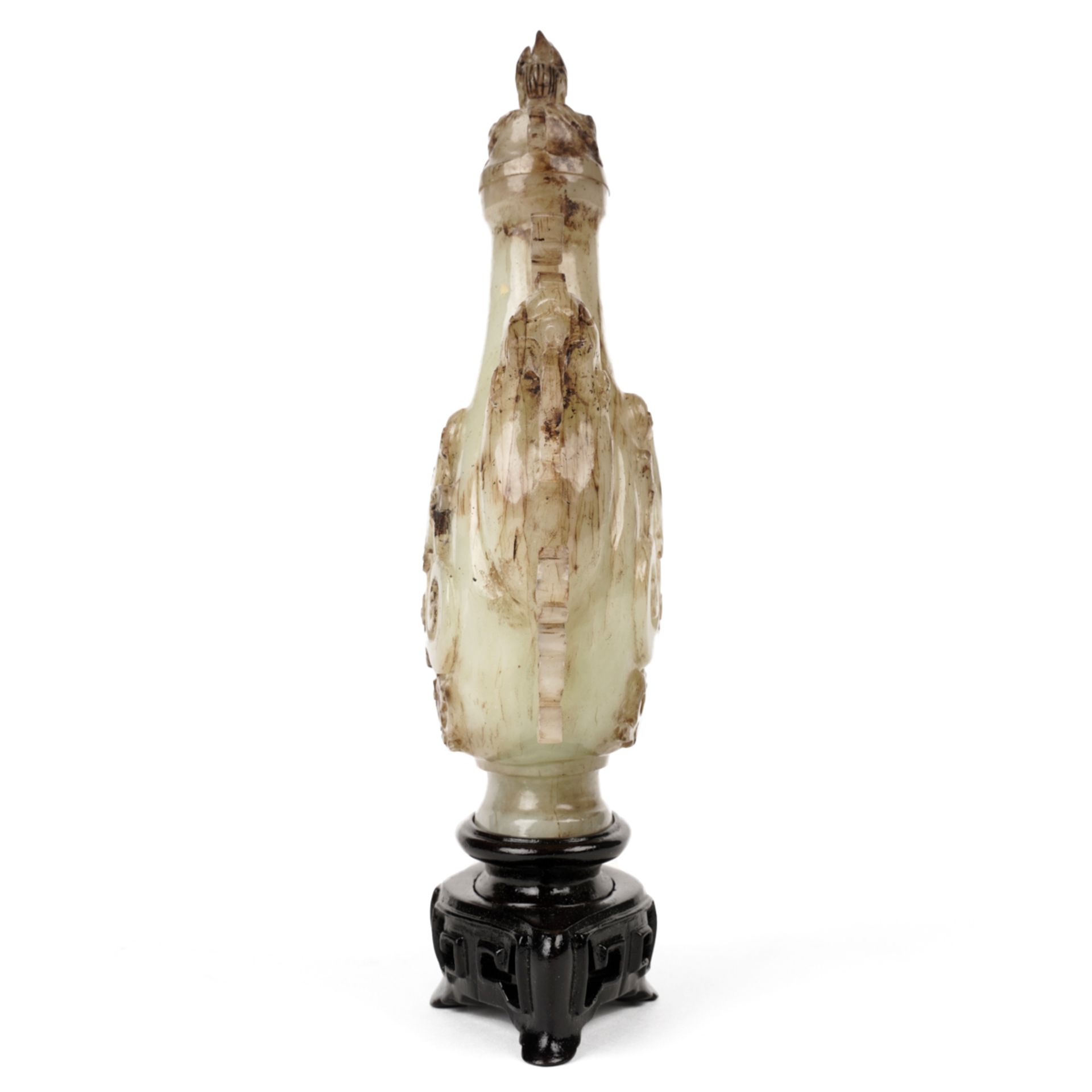 20th c. Chinese Carved Jade Vase w/ Stand - Bild 2 aus 5