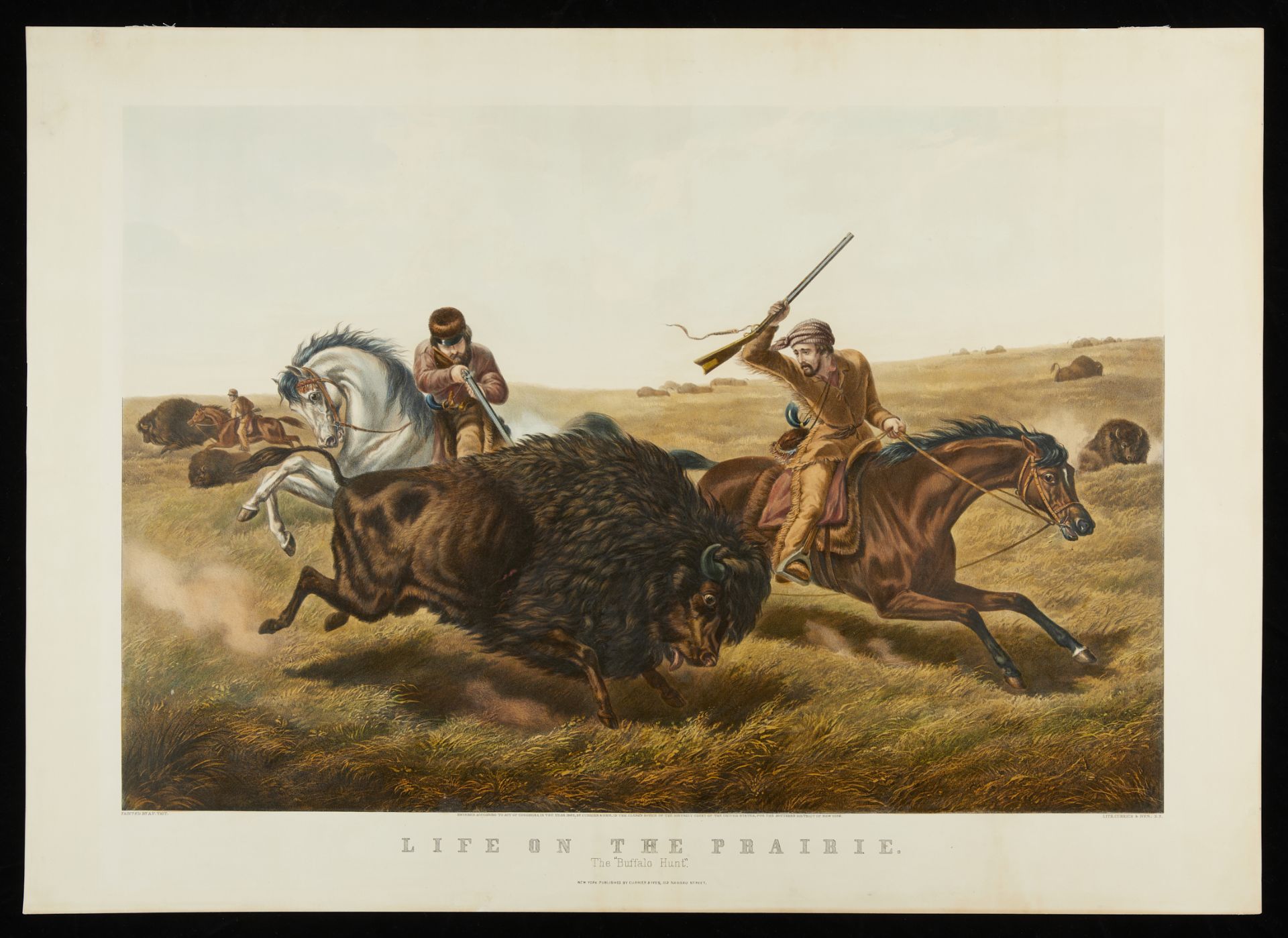 Currier & Ives "The Buffalo Hunt" Print 1862 - Bild 3 aus 10