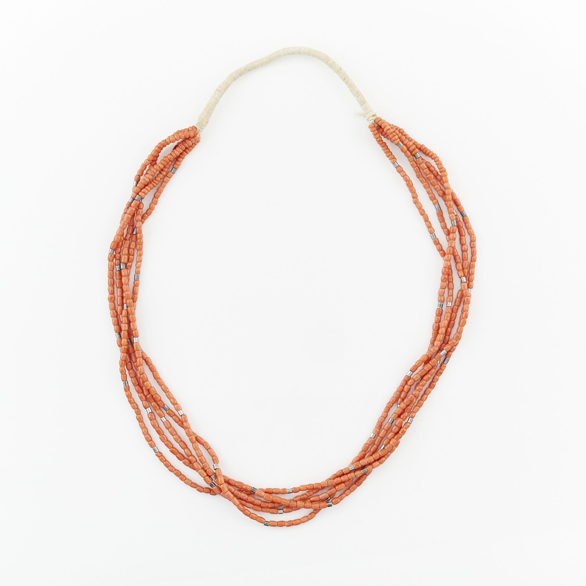 Five Strand Coral Heishi Necklace - Image 4 of 7