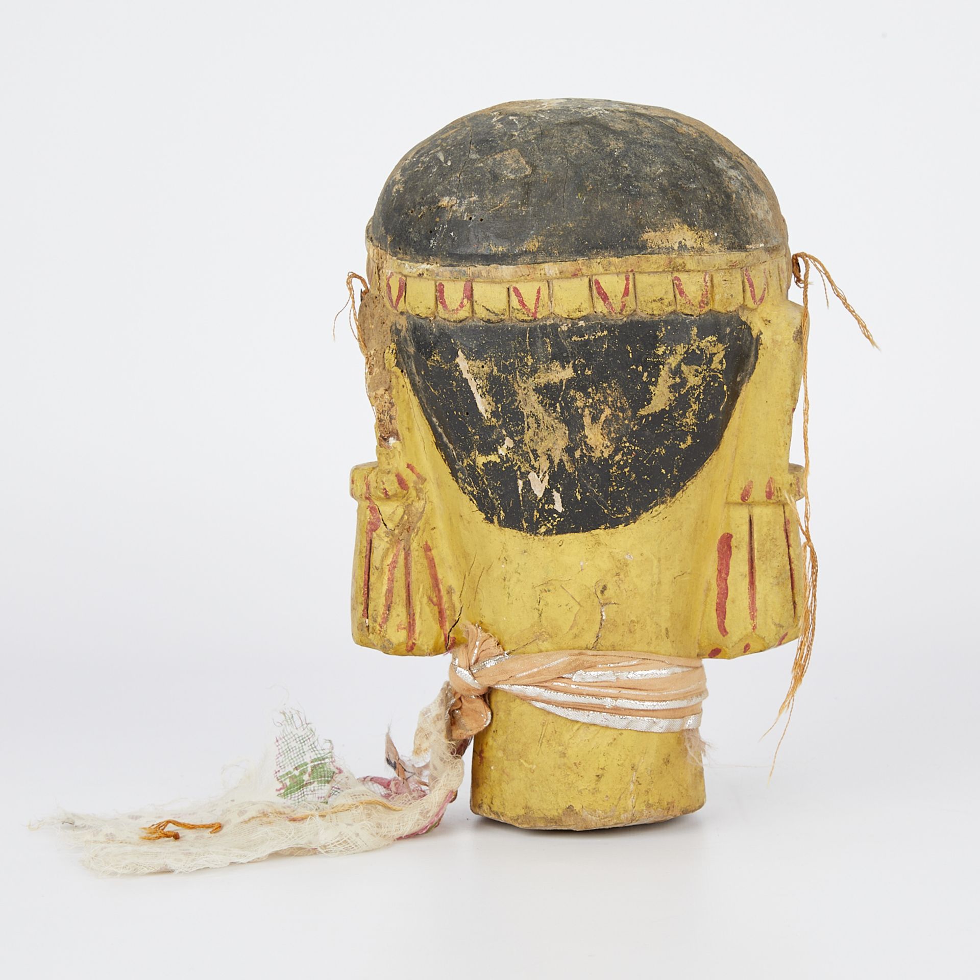 19th c. Wooden Indian Temple Puppet Head - Image 4 of 9