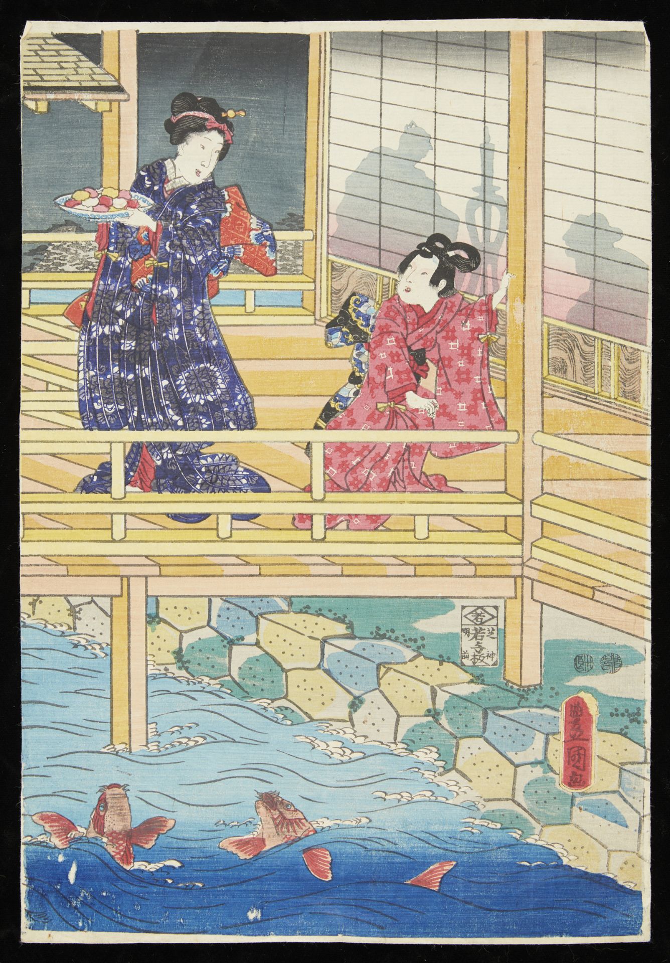 Pair of Kunisada "Genji Monogatari" Woodblocks - Image 3 of 12