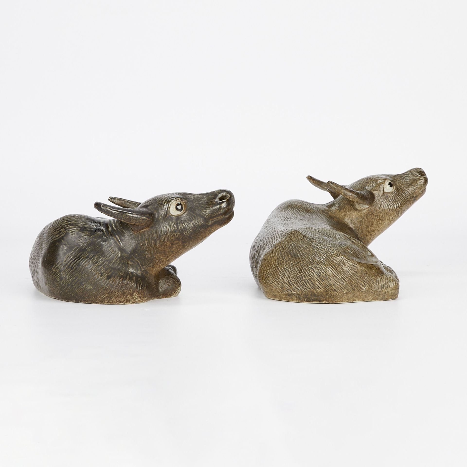 Pair of Antique Chinese Ceramic Water Buffalos - Bild 3 aus 13