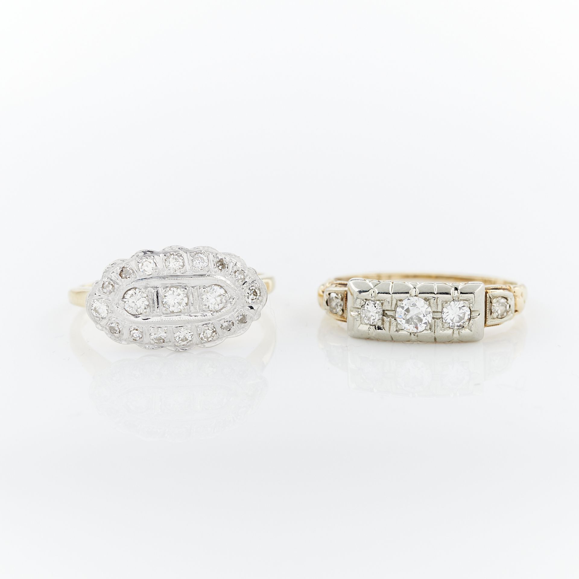 2 14k Gold Art Deco Style Diamond Rings - Image 6 of 17