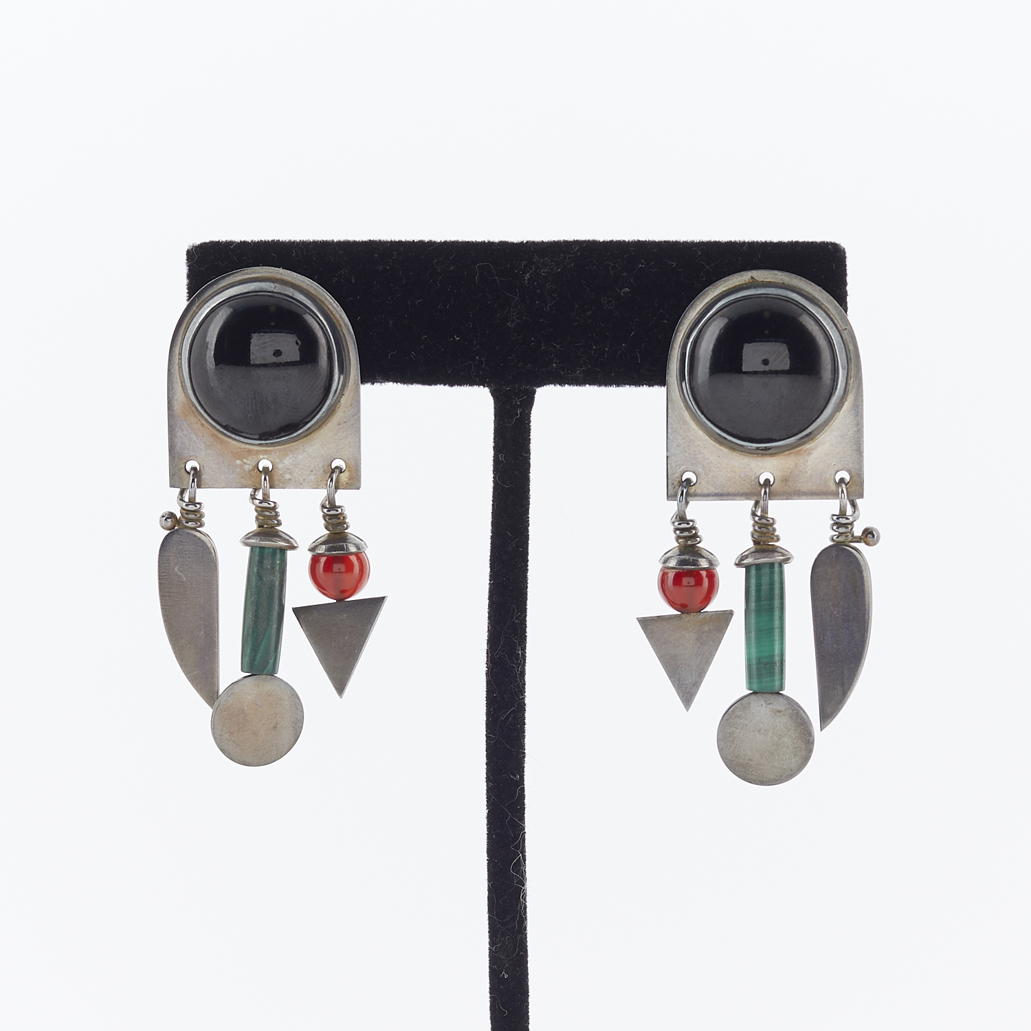 Pair of Heinz Brummel Onyx & Malachite Earrings - Image 4 of 6