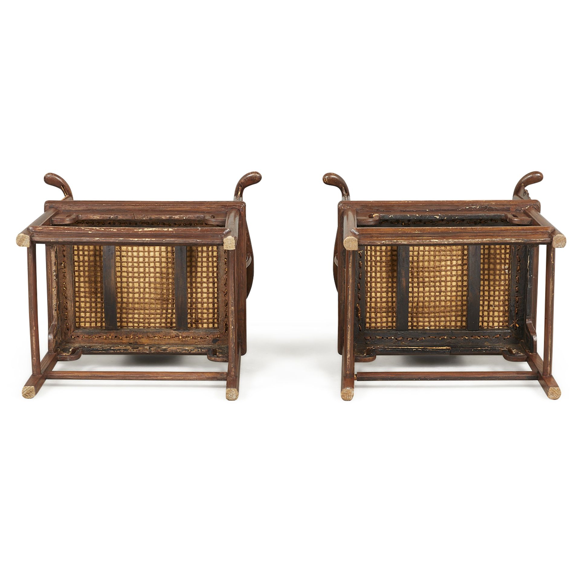 Pair Chinese Elm Horseshoe Back Quanyi Chairs - Image 8 of 20