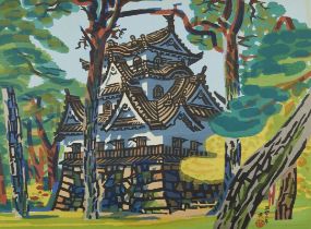 Hashimoto Okiie "Hikone Castle" Woodblock