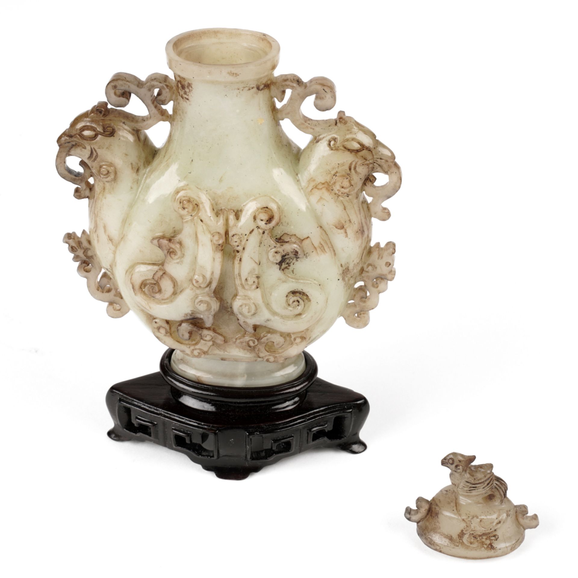 20th c. Chinese Carved Jade Vase w/ Stand - Image 5 of 5