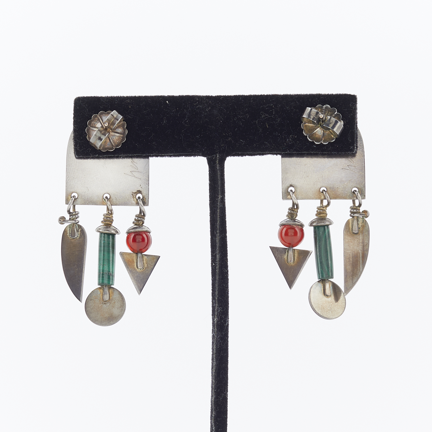 Pair of Heinz Brummel Onyx & Malachite Earrings - Image 5 of 6