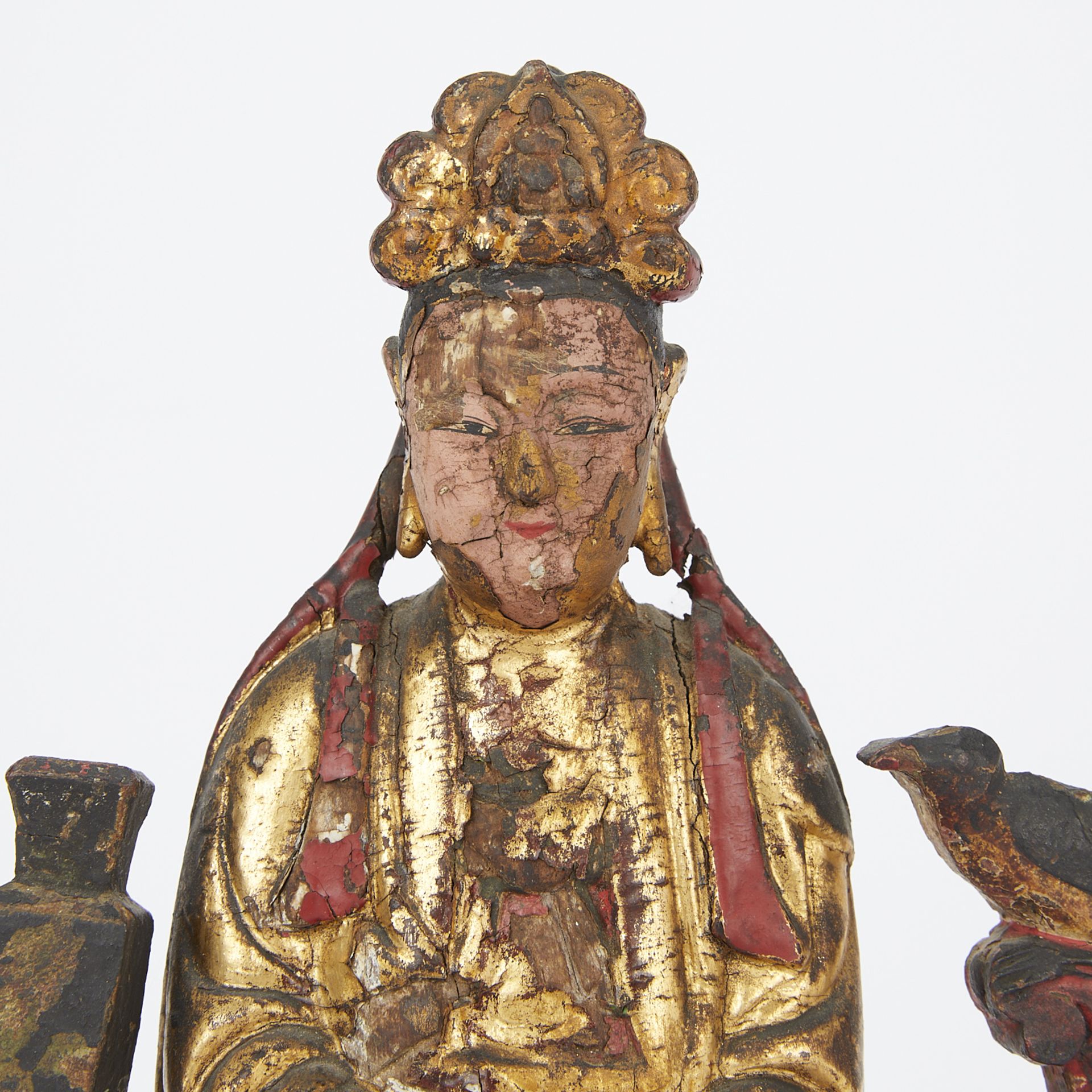 18th-19th c. Chinese Gilt Wooden Guanyin - Image 2 of 9