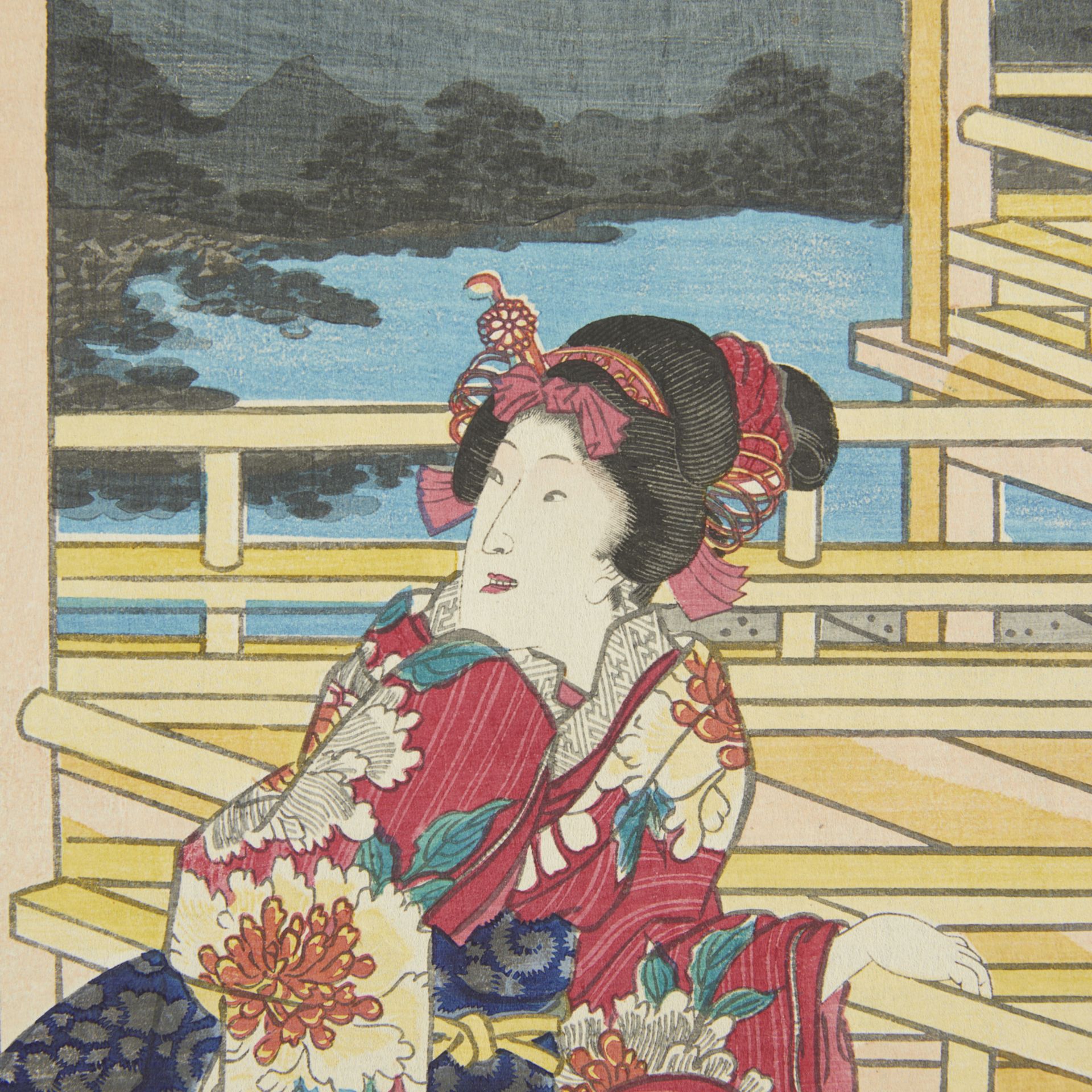 Pair of Kunisada "Genji Monogatari" Woodblocks - Image 9 of 12