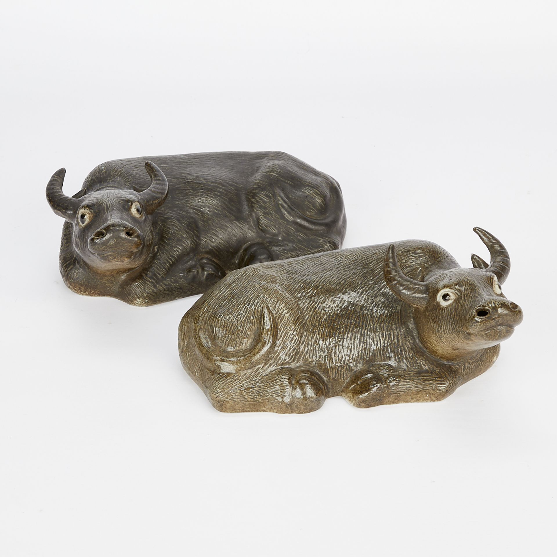 Pair of Antique Chinese Ceramic Water Buffalos - Bild 7 aus 13