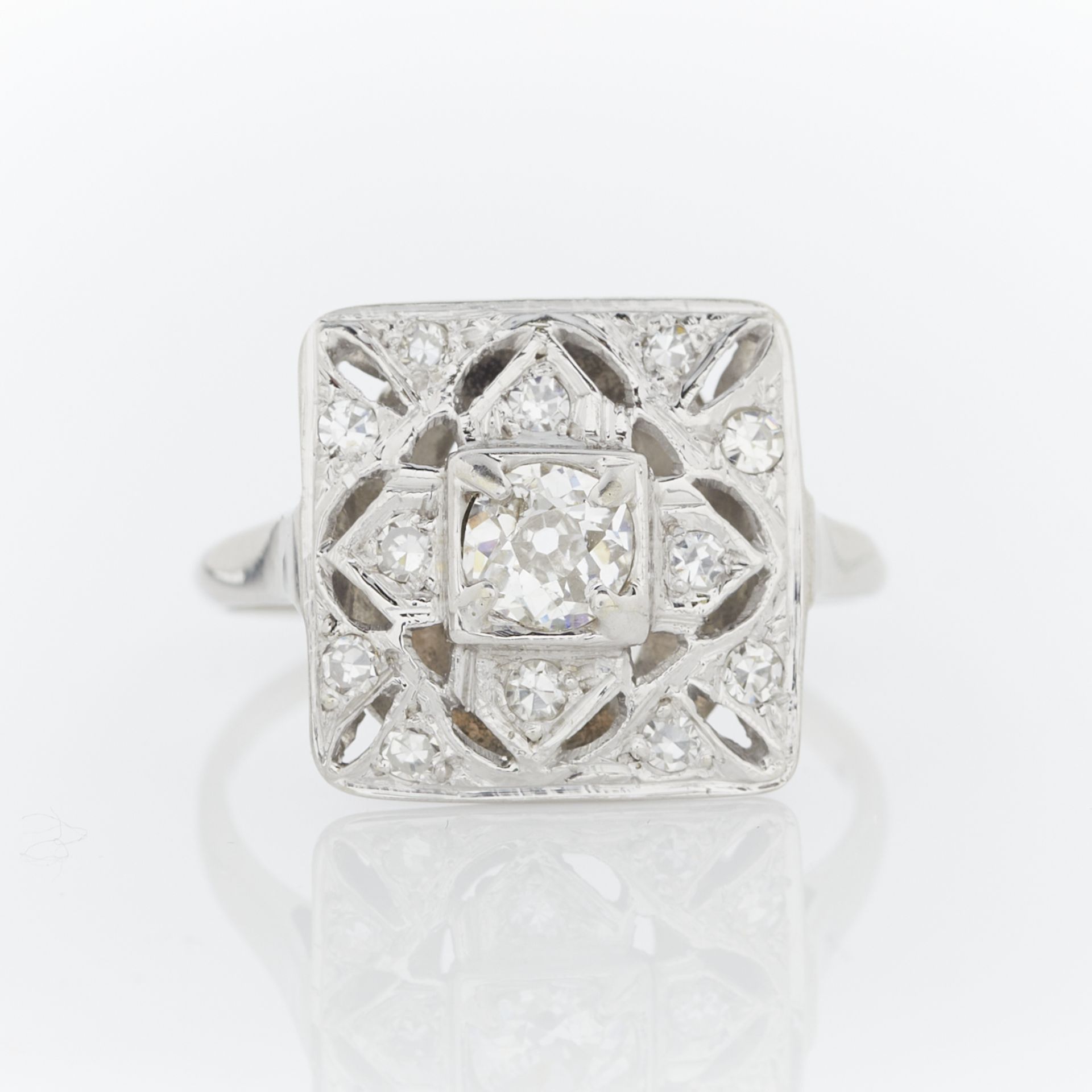 14k White Gold Art Deco Style Ring - Image 4 of 11