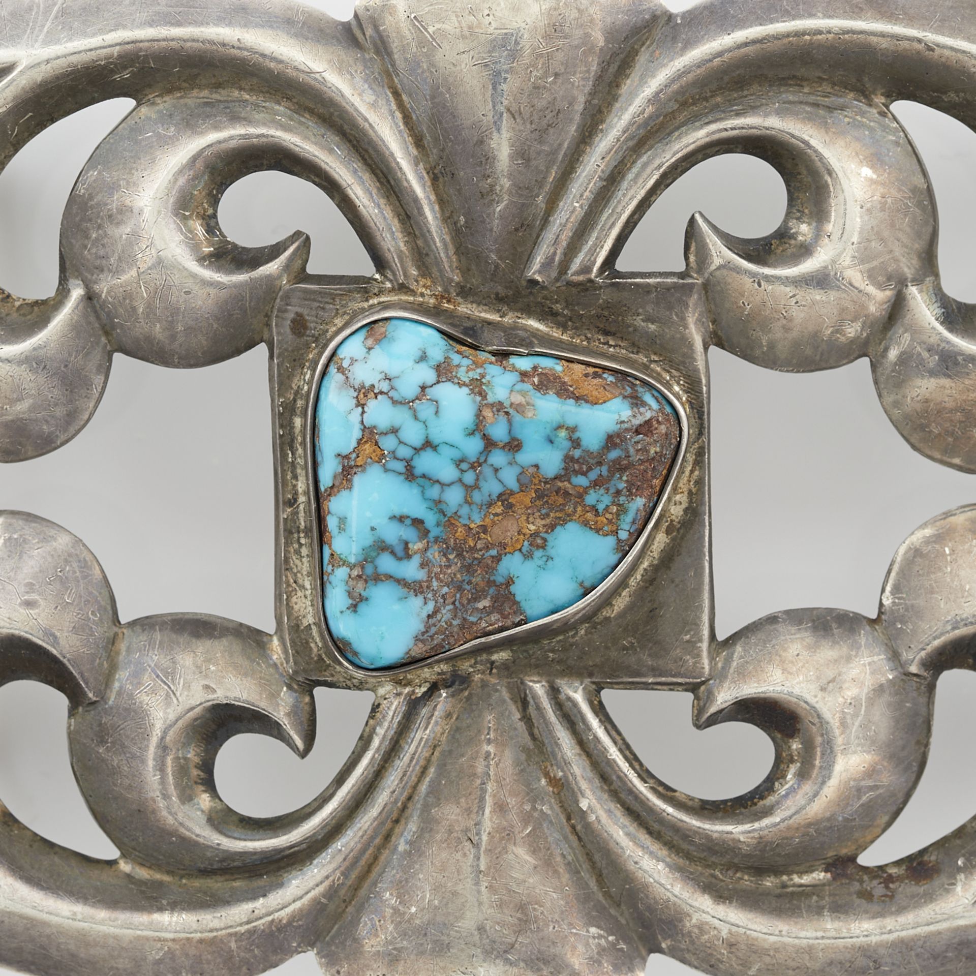 Large Sandcast Buckle w/ Turquoise - Image 5 of 7