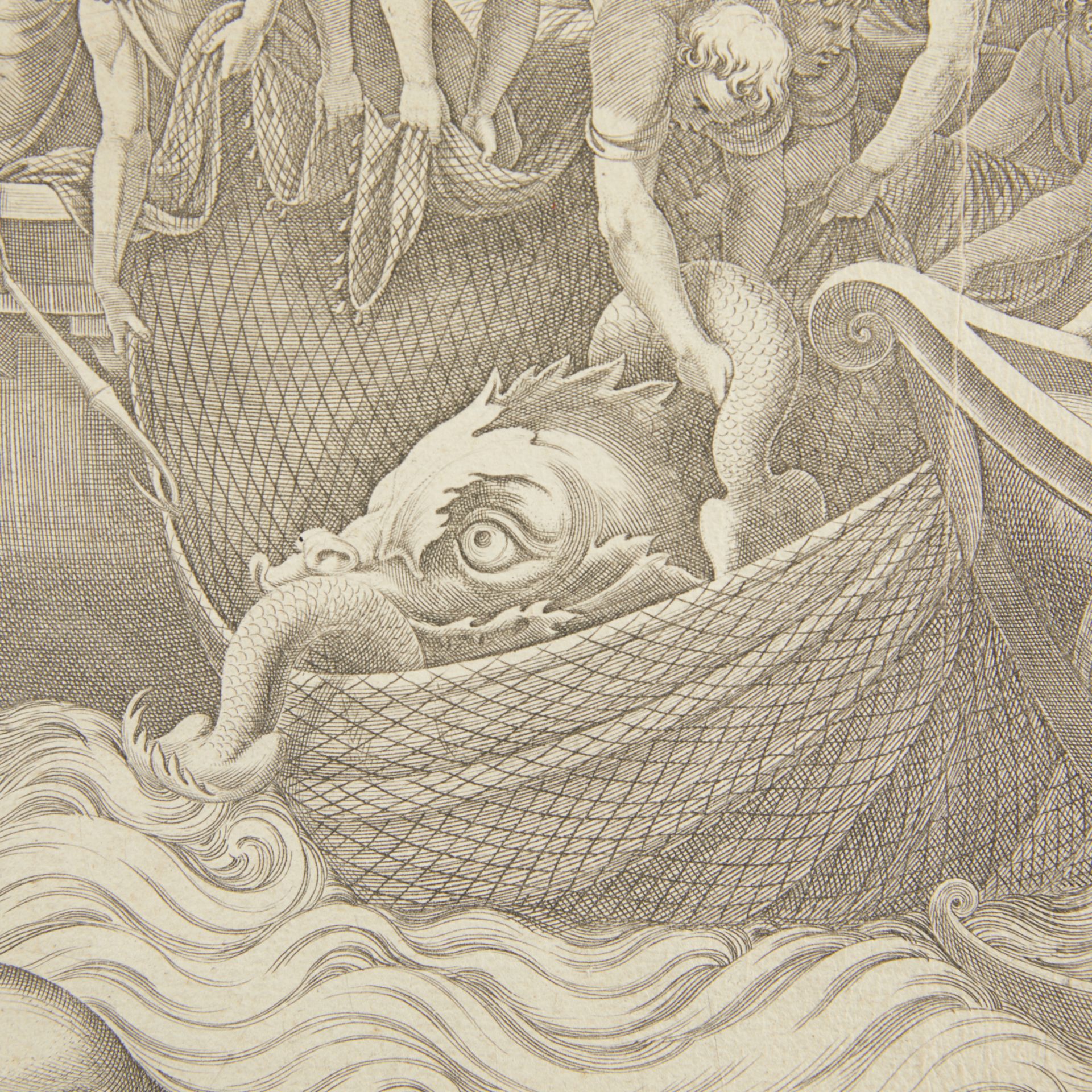 Adamo Scultori "Fisherman w/ Sea Monster" Etching - Image 4 of 7