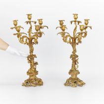 Pr of Large Gilt Bronze Baroque Revival Candelabra