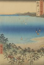 Utagawa Hiroshige "Izumi Beach" Woodblock Print